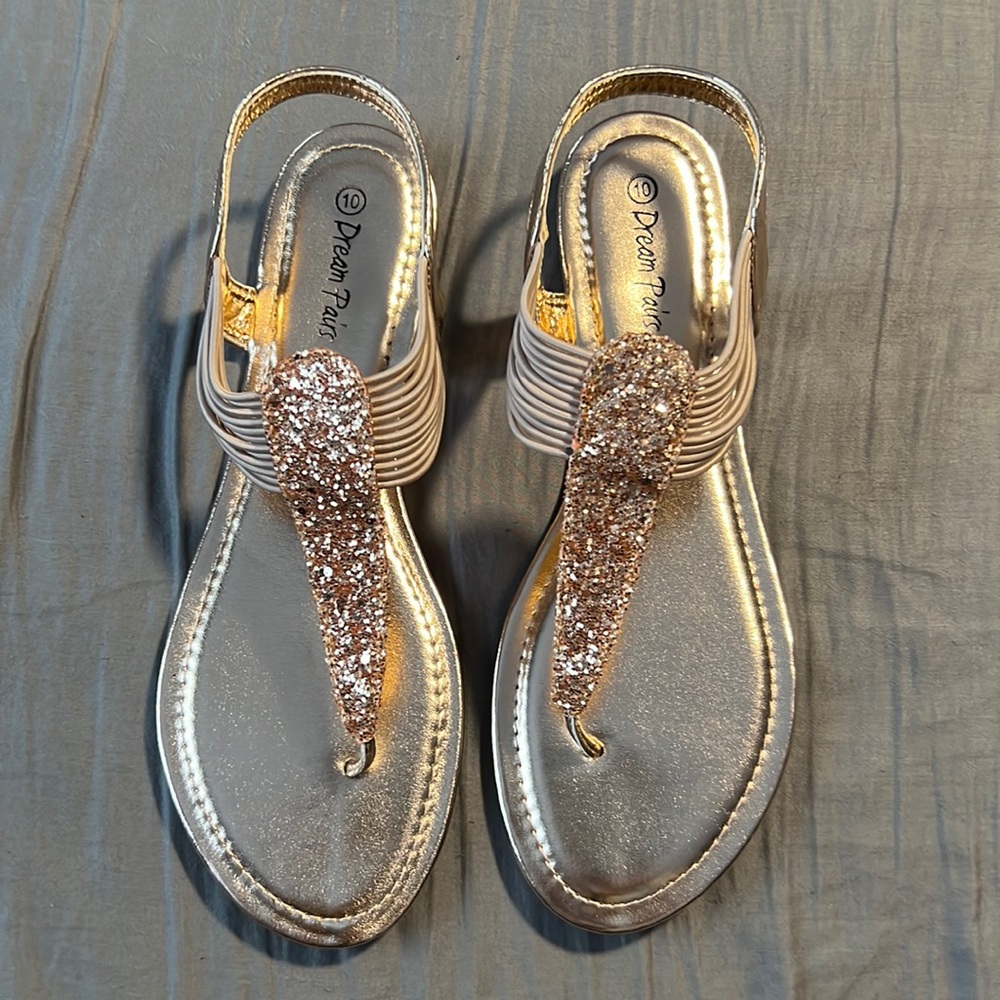 Champagne/Rose Gold Sandals NEW IN BOX